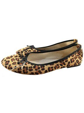 Cinak Leopard Print Ballet Flats With Bow Detail - Women's Size 8.5